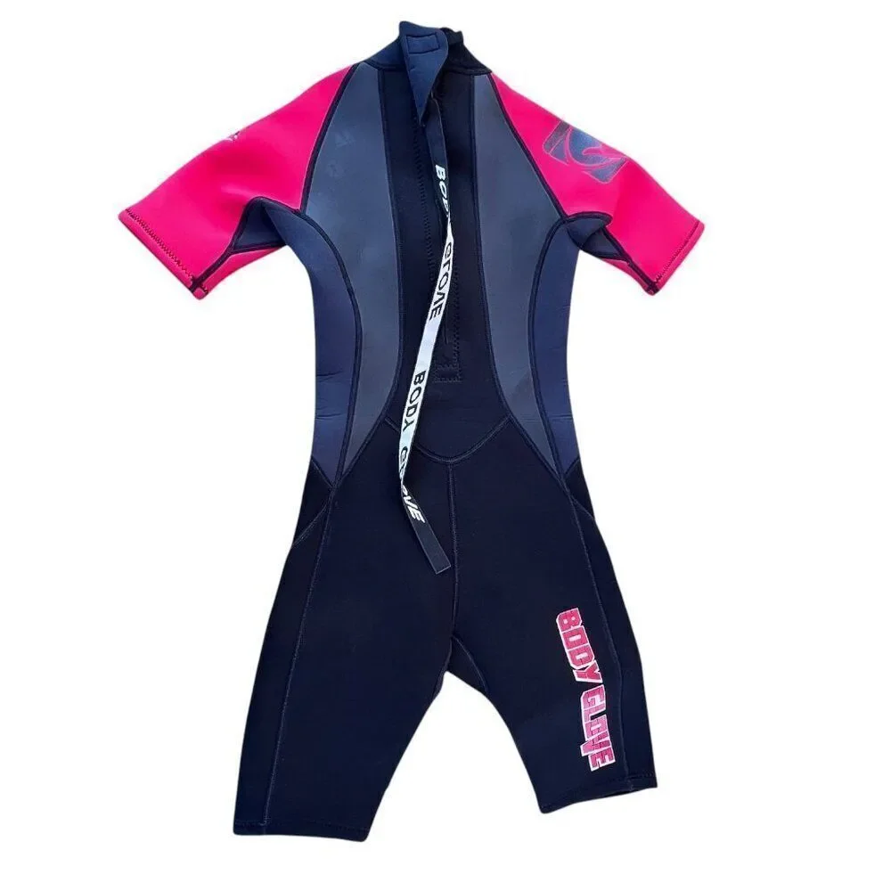 Body Glove Red Black Kids Youth Shorty Back Zip Neoprene Summer Wetsuit Size 8